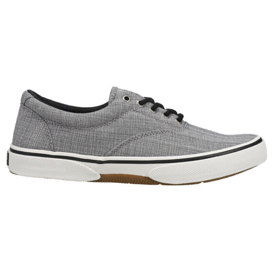 Sperry Halyard Cvo Linen Chambray Lace Up Mens Grey Sneakers Casual Shoes STS24