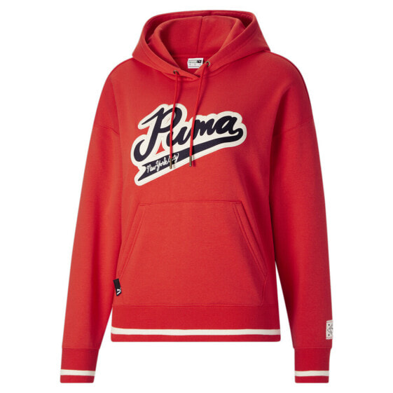 Puma Play Nyc Pullover Hoodie Womens Red Casual Outerwear 62176920