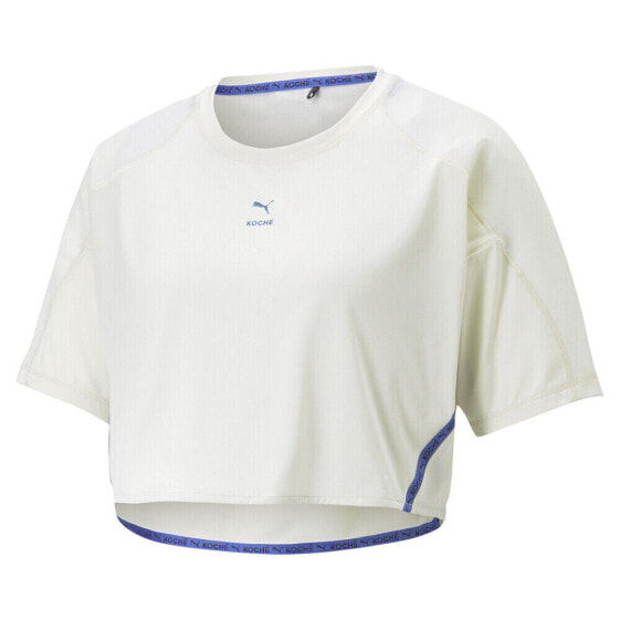 Футболка Puma Cropped Crew Neck Short Sleeve T-Shirt X Koche Женская Белая Casual Tops 535