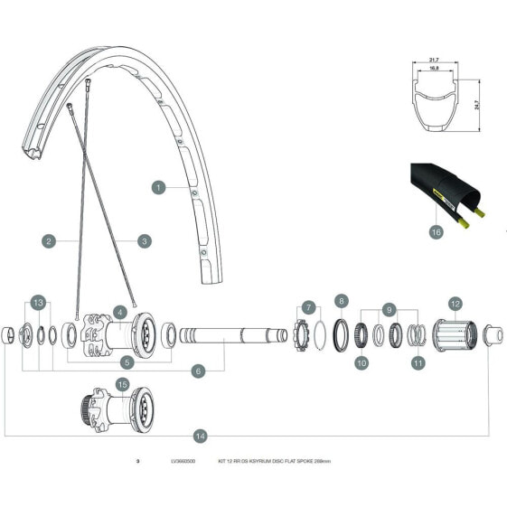 MAVIC Spokes Ksyrium Disc 2018 Rear Right 12 Units