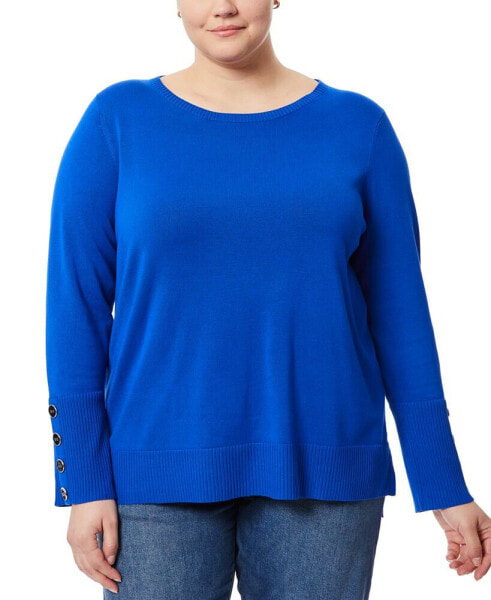 Plus Size Button-Cuff Boat-Beck Sweater