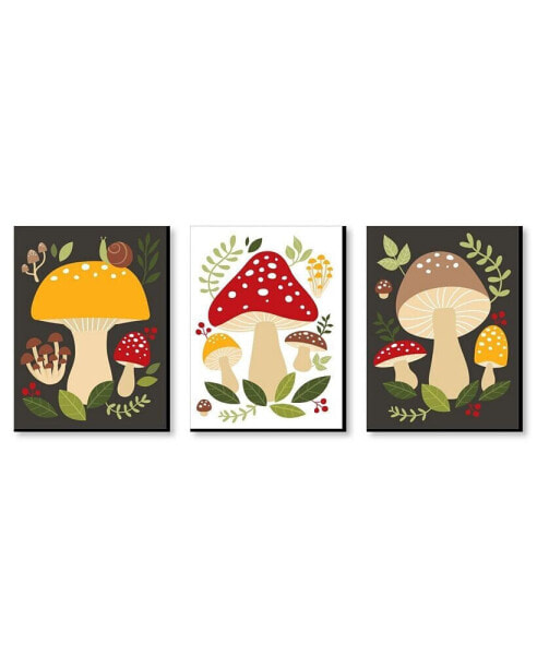 Wild Mushrooms Red Toadstool Wall Art & Kitchen Room Decor - 7.5 x 10" 3 Prints