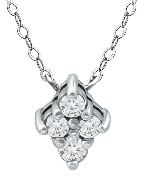 Giani Bernini cubic Zirconia Cluster Pendant Necklace, 16" + 2" extender, Created for Macy's