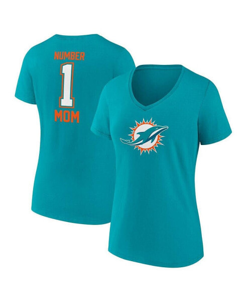 Women's Branded Aqua Miami Dolphins Mother's Day V-Neck T-Shirt