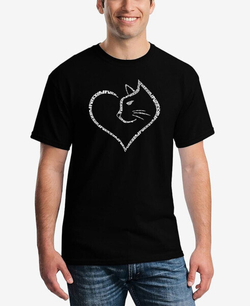 Men's Cat Heart Printed Word Art T-shirt