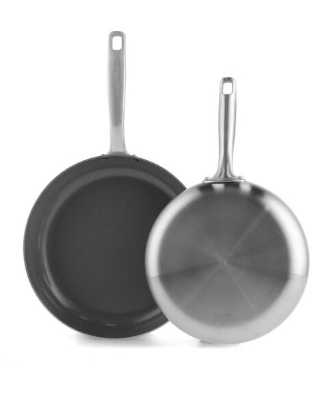 Chatham Tri-Ply Stainless Steel Ceramic Nonstick 2 Piece Frying Pan Set