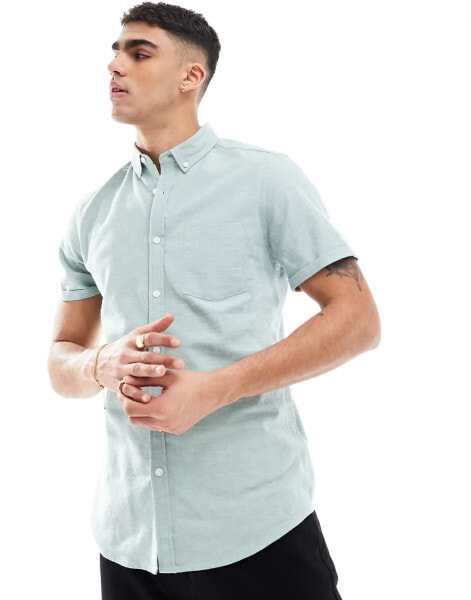 ASOS DESIGN slim fit oxford shirt in yarn dye in light green