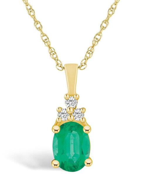 Emerald (1-1/5 Ct. t.w.) and Diamond (1/10 Ct. t.w.) Pendant Necklace