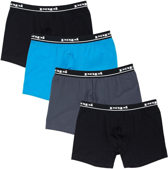 Papi Men's Cotton Stretch Waistband Solid Boxer Briefs Pack of 4 - 990001