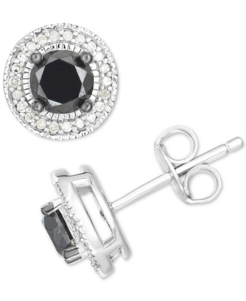 Серьги Macy's Black & White Diamond Halo Stud