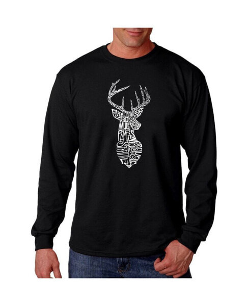 Men's Word Art Long Sleeve T-Shirt- Types of Deer