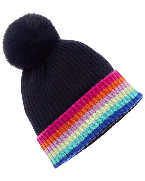 Hannah Rose Rainbow Tipped Cashmere Hat Women's Blue