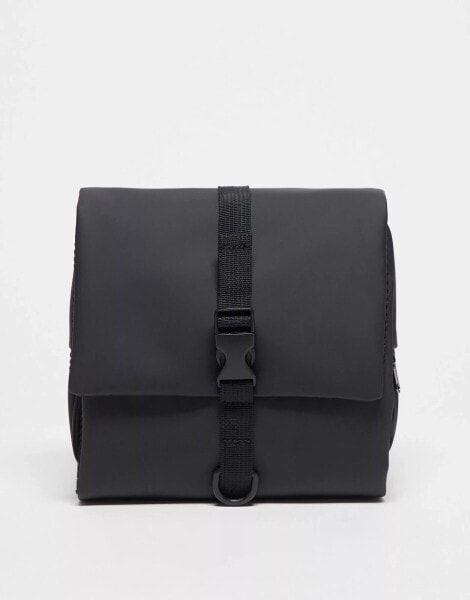 ASOS DESIGN roll wash bag in rubberised black