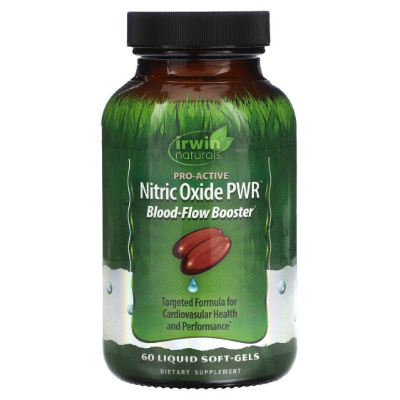 Спортивный добавка Irwin Naturals, Оксид азота Nitric Oxide PWR, улучшающий кровоснабжение, 60 жидких капсул.