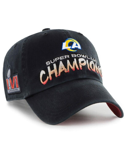 Men's Black Los Angeles Rams Super Bowl LVI Champions Sunset Clean Up Adjustable Hat