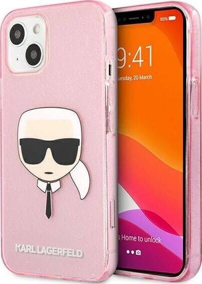 Karl Lagerfeld Karl Lagerfeld KLHCP13SKHTUGLP iPhone 13 mini 5,4" różowy/pink hardcase Glitter Karl`s Head