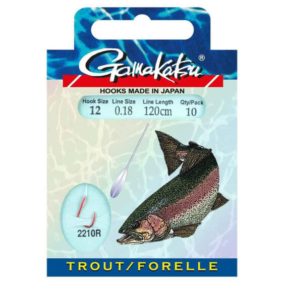 GAMAKATSU Booklet Trout 2210R Tied Hook 0.180 mm 120 cm