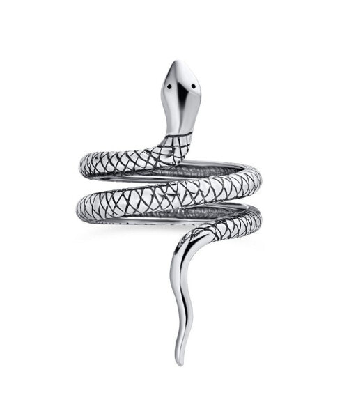 Boho Fashion Statement Garden Animal Pet Reptile Wrap Coil Serpent Snake Ring Band Women Oxidized .925 Sterling Silver