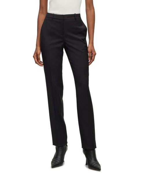 Women's Wool Regular-Fit High-Rise Pants