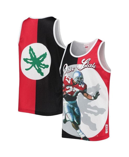 Men's Eddie George Black, Scarlet Ohio State Buckeyes Sublimated Player Tank Top