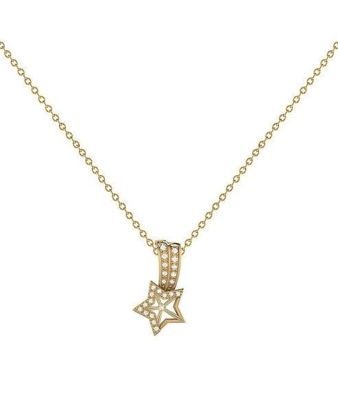 Wishing Star Design Sterling Silver Diamond Pendant Women Necklace