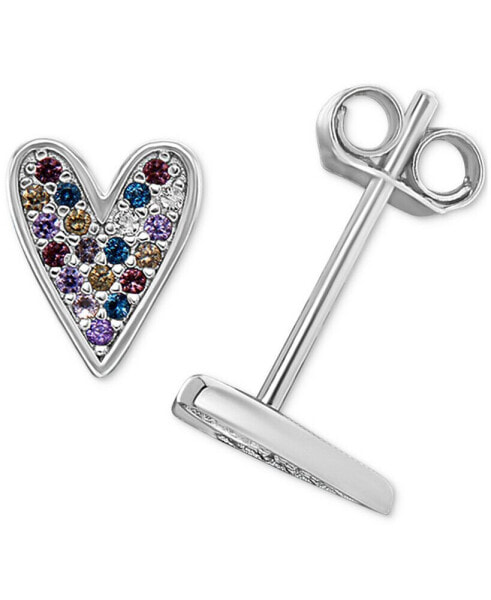 Cubic Zirconia Multicolor Heart Stud Earrings in Sterling Silver, Created for Macy's