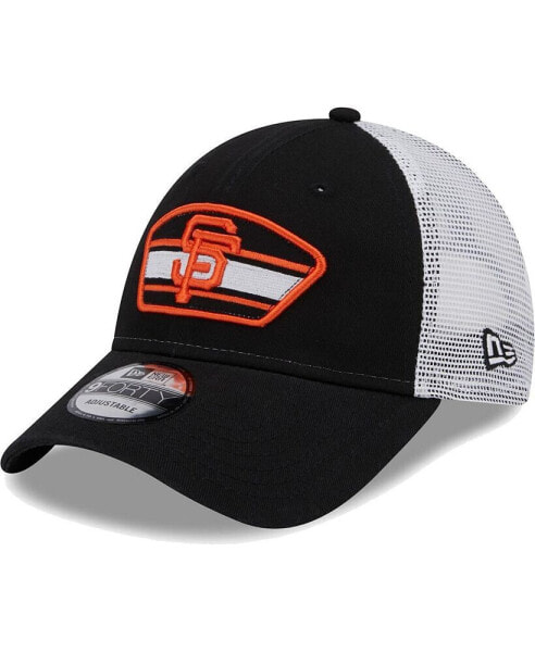 Men's Black, White San Francisco Giants Logo Patch 9FORTY Trucker Snapback Hat