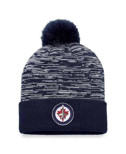 Men's Navy Winnipeg Jets Defender Cuffed Knit Hat with Pom