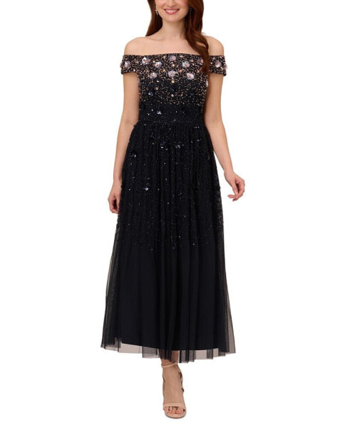 Women's Embellished Off-The-Shoulder Gown