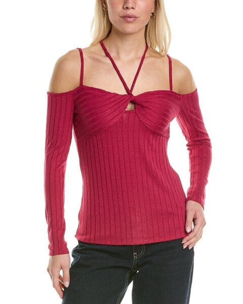 Bcbgmaxazria Cold-Shoulder Knit Top Women's Red Xs