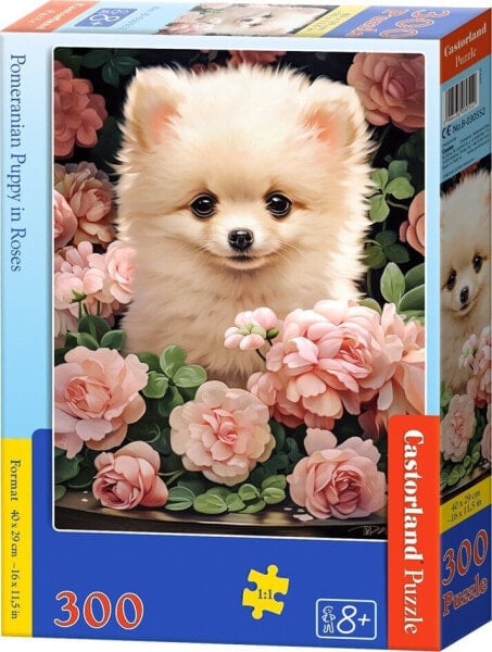 Castorland Puzzle 300 Pomeranian Puppy in Roses CASTOR