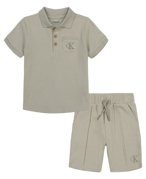 Baby Boys Short Sleeve Polo Shirt and Sporty Knit Shorts, 2 Piece Set