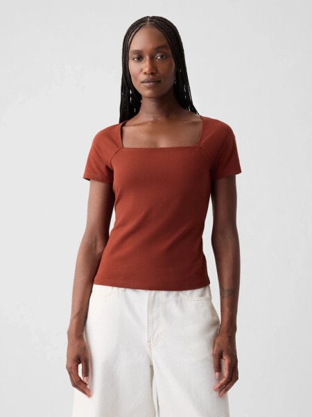 Compact Jersey Square-Neck Shirt