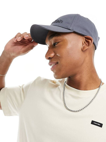 Calvin Klein embroidered baseball cap in charcoal