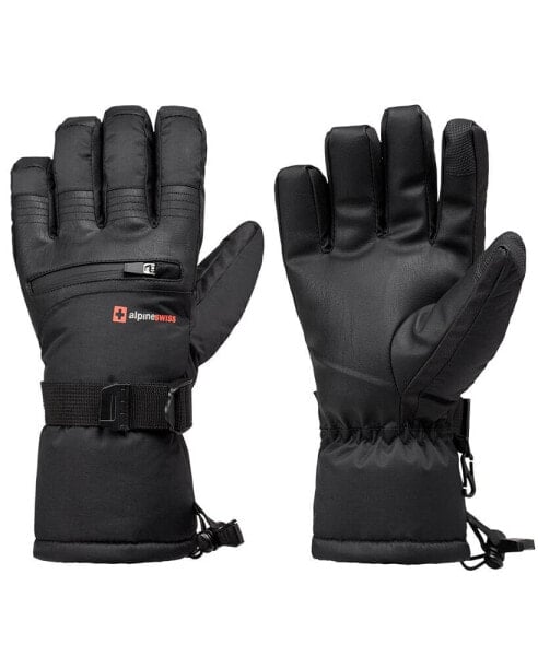 Mens Waterproof Snow Gloves Zipper Pockets Winter Sport Mittens