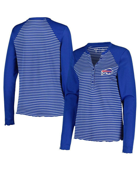 Women's Royal Buffalo Bills Maverick Waffle Henley Long Sleeve T-shirt