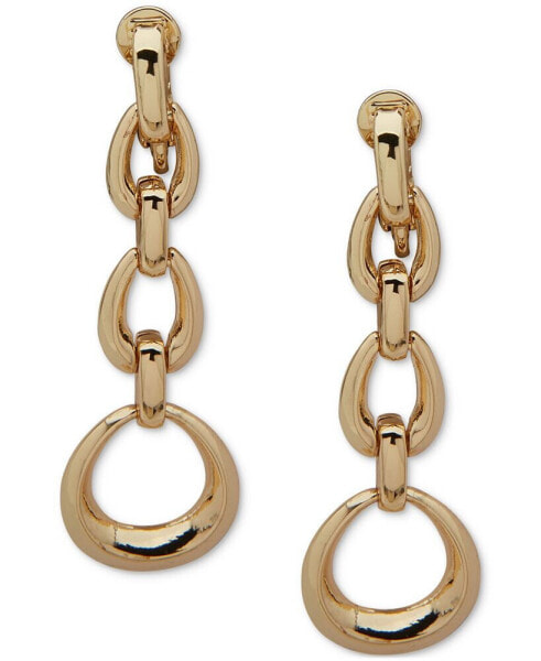 Gold-Tone Open Oval Linear Drop Earrings