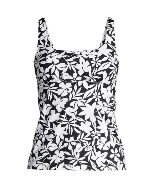 Plus Size DDD-Cup Chlorine Resistant Square Neck Underwire Tankini Swimsuit Top