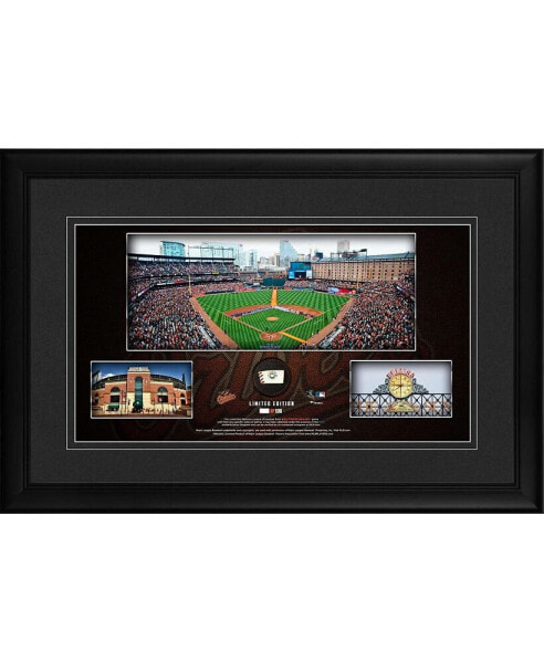 Baltimore Orioles Framed 10" x 18" Stadium Panoramic Collage with a Piece of Game-Used Baseball - Limited Edition of 500