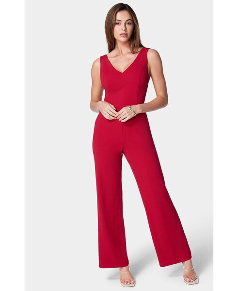 Women's Scuba Crepe V-Neck Jumpsuit