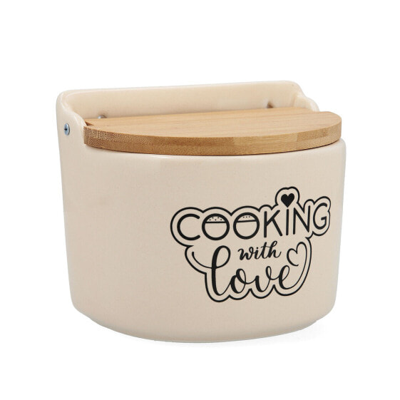 Солонка с крышкой Quid Cooking with Love Круглый Керамика Белый 14 x 12 cm