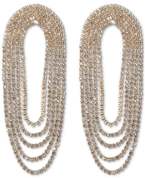 Gold-Tone Rhinestone Chain Loop Statement Earrings, Created for Macy's