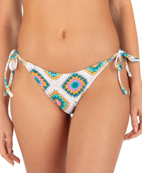 Juniors' Crochet Diamonds String Bikini Bottoms