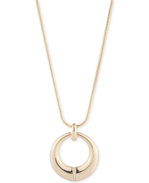 Lauren Ralph Lauren gold-Tone Pavé Sculpted Circle Pendant Necklace, 16" + 3" extender