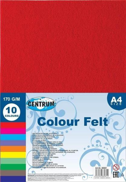 Канцелярские товары CENTRUM Пенопласт самоклеящийся A4 10 цветов плюш EVA 88082