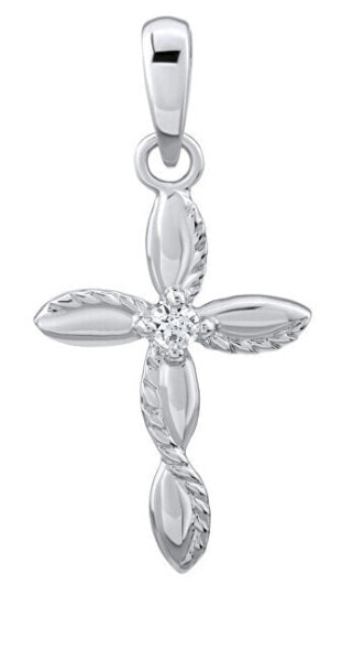 Charming silver pendant Cross with zircons Darius FW3968