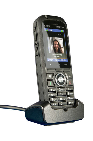AGFEO DECT 75 IP - IP Phone - Black - Wireless handset - IP65 - 250 entries - TFT