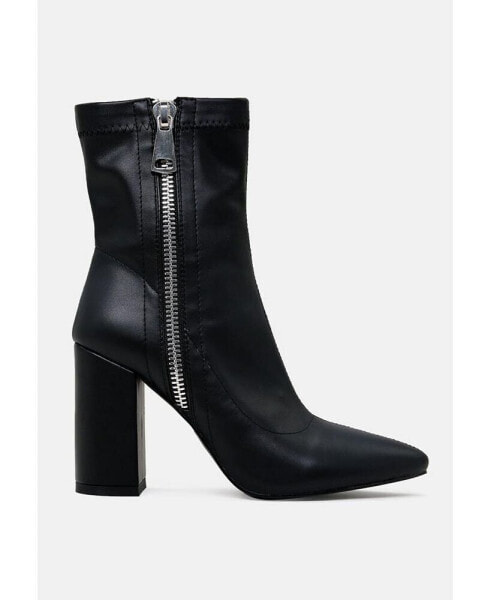 Valeria pointed toe high ankle boots with side zipper