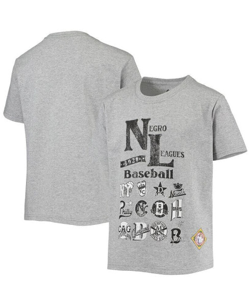 Big Boys Heather Gray Negro League Baseball All-Over Print T-shirt