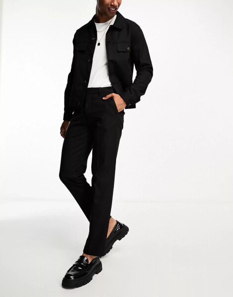 ASOS DESIGN smart co-ord slim trouser in black twill